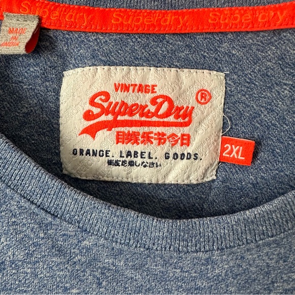 Vintage SuperDry Men’s Orange Label Blue Tee 2XL - Picture 4 of 9